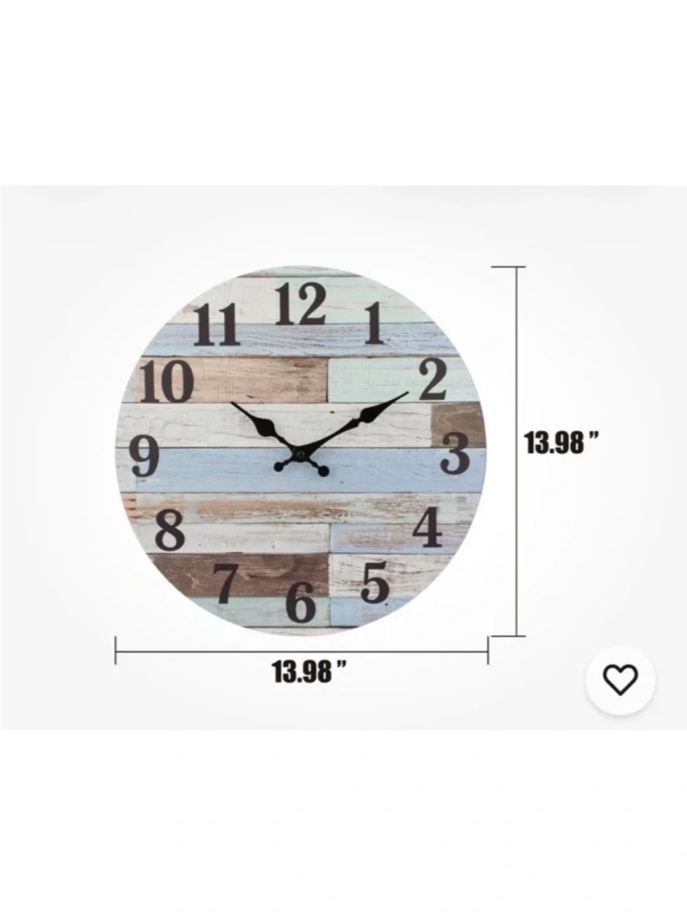 Farmhouse Coastal Worn Blue & White 14 Inch Round Battery Operated Wall Clock